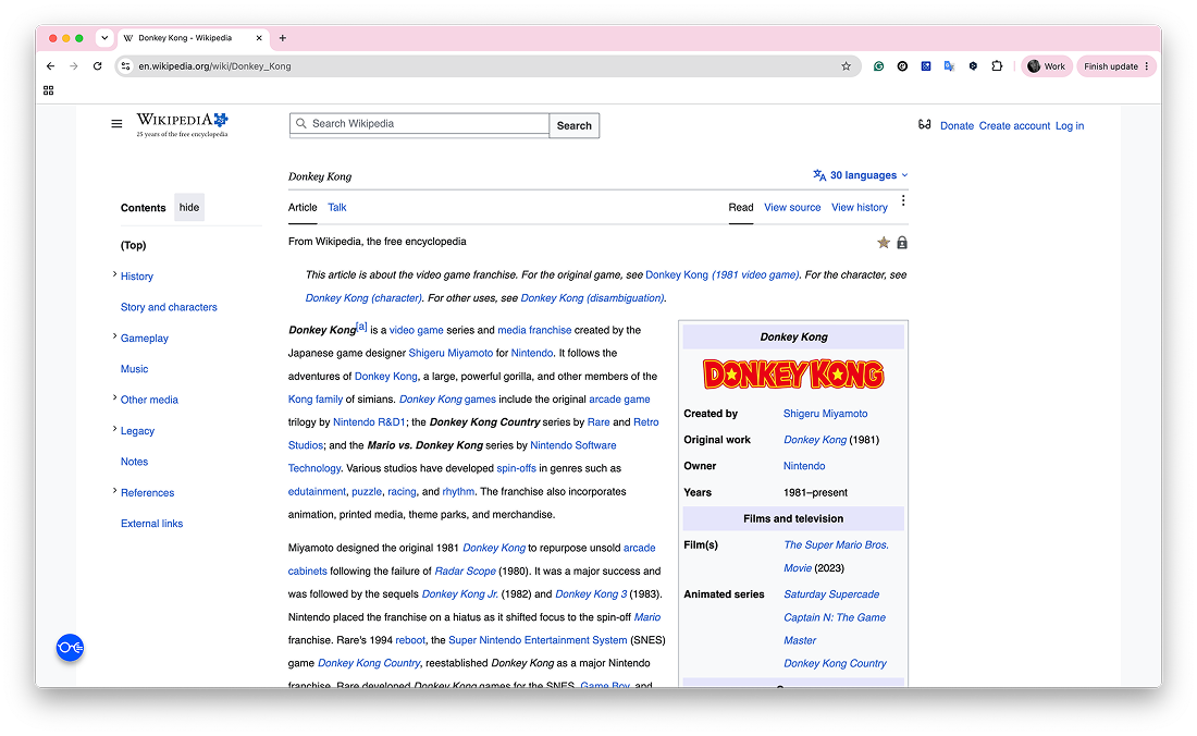 A webpage with default browser styling: dense body text, high black-on-white contrast, wide column, and a distracting sidebar.
